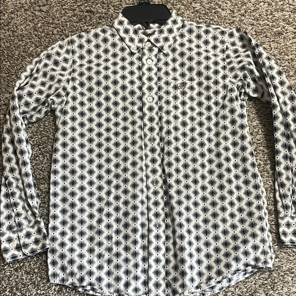 Boys Black and White Patterned Shirt